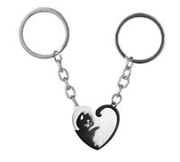 SIRLOMU 2 PCS Porte-clés Puzzle Chat en Acier Inoxydable Cadeaux d'Amitié pour Hommes et Femmes