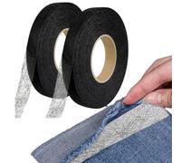 SIRLOMU Ruban Thermocollant 2 pièces, Colle Textile, Résistant au Lavage en Machine, Ourlet Sans Couture pour Pantalon, Tissus, Facile à Utiliser avec Fer à Repasser, Tissu (128 m x 1,5 cm) (Noir)