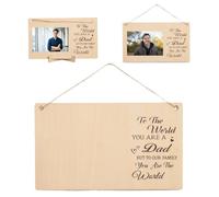 SIRLOMU Tableau de messages cadre en bois naturel, avec pinces, Cadeau pour papa, Carte de vœux, Fête des pères original, Meilleur du monde, Je t'aime papa, Support photo DIY avec Polaroid (10x15 cm)