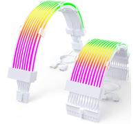 Sirlyr Ensemble de câbles RGB 12VHPWR, câble d'alimentation ARGB de bande LED souple avec carte mère 24 broches, câbles d'alimentation GPU 16 broches, pour RTX 40 50 Series PC personnalisé, mâle vers