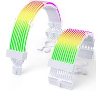 Sirlyr Ensemble de câbles RGB 12VHPWR, câble d'alimentation ARGB de bande LED souple avec carte mère 24 broches, câbles d'alimentation GPU 16 broches vers 3 × 8 broches pour PC personnalisé