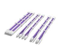 Sirlyr Kit de câble d'extension PSU - Mod d'alimentation gainé personnalisé pour PC Build 16 AWG 24 broches ATX/8 (4 + 4) broches EPS CPU/8 (6 + 2) broches PCI-E GPU PSU - Blanc violet 5 kits