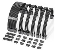 Sirlyr Lot de 6 rallonges de câble d'alimentation pour PC - 1 câble ATX 24 broches / 2 x 8 (4 + 4) broches EPS / 3 x 8 (6 + 2) broches plaquées or, gaine en nylon noir