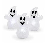 SIROCO Lot de 3 Fantômes LED Halloween 13,5 cm Blancs Translucides