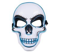 SIROCO Masque Crâne Squelette Blanc à LED Bleues pour Halloween avec 2 Modes d'Allumage Effrayant et Lumineux