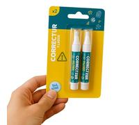 SIROCO Pack de 2 Mini Correcteurs Fluides Séchage Rapide Blanc Format Compact pour Bureau ou École