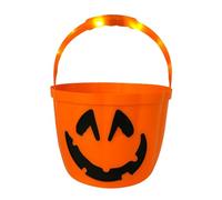 SIROCO Seau à Bonbons Halloween XL 21cm avec Anse Lumineuse à LED Orange pour Enfants et Décoration