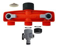 Siroflex 4520/S Distributeur 3 Voies Made in Italy | Filetage ¾ Femelle | 3 Voies avec Sortie ¾ mâle | Équipé de 3 robinets et d'une écrou Bouchon | Connecteur Tuyau Jardin
