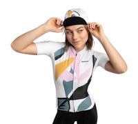 SIROKO - Maillot Vélo pour Femme M2 Pinerolo - M - Blanc/Vert cendré/Rose Bonbon