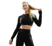 SIROKO - T-Shirt Crop Top Sport à Manches Longues sans Couture Tempo - L-XL - Noir