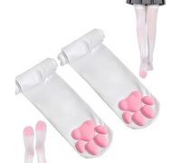 SIROLISA Costume mignon de patte de chat, cosplay kawaii doux 3D orteils haricots sans doigts pattes de chat pour femme (chaussettes blanches)