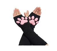 SIROLISA Costume mignon de patte de chat, cosplay kawaii doux 3D orteils haricots sans doigts pattes de chat pour femme (gants longs noirs)