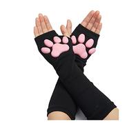 SIROLISA Ensemble de moufles en silicone 3D en forme de patte de chat avec oreilles de chat et queues de chat, chaussettes hautes, chaussettes hautes pour femmes, filles, Halloween, Noël, cosplay,