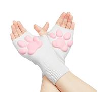 SIROLISA Gants en forme de patte de chat avec oreilles de chat, masque mignon en forme de patte de chat, chaussettes pour femmes et filles, Halloween, cosplay de chat, blanc, Medium