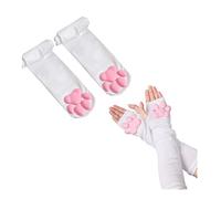SIROLISA Moufles en silicone 3D avec oreilles de chat mignonnes pattes de chat orteils en forme de pattes de chat chaussettes hautes pour femme fille Halloween Noël Cosplay, Gants et chaussettes