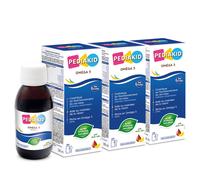 PEDIAKID - Sirop Oméga 3 - Complément Alimentaire Naturel - Formule Exclusive au Sirop d'Agave - Riche en DHA - Favorise le Bon Fonctionnement du Cerveau - Goût Citron-Cola - Lot de 3 Flacons 125 ml