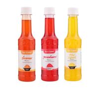 Sirop pour cône de glace, sirops de saveurs populaires mélangées, peut être utilisé avec All Slush | Slushie Machines Orange, Fraise, Pina Colada Chaque 250 ml (Lot de 3)