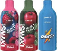 Sirop PUSHAIR - framboise et cynorrhodon + pomme-menthe + Energy 500ml, 3 pièces