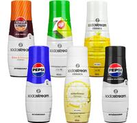 Sirop SodaStream Pepsi, Pepsi Max Sugar Free, 7UP, Schwip Schwap Sugar Free, Elderflower Zero, Lemon Zero, 6 pièces