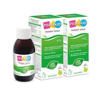 PEDIAKID - Sirop Transit Doux - Formule exclusive au sirop d'Agave & Prébiotiques - Contribue à réguler le fonctionnement digestif - Arôme de Pomme - 2 Flacons de 125 ml