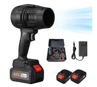 Sirop Turbo Jet Leaf Blower, Turbo Storm Fan, Super Powerful Cordless Blower, Handheld Leaf Blowers Cordless, Three Adjustable Wind Speeds Powerful Handheld Blower, for Yard/Patio (Black*2Battery)