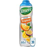 Sirop Zéro Tropical Teisseire 60cl - Savoureusement Exotique, Sans Sucres, Idéal Pour Cocktails & Rafraîchissements - Boissons Increvables - Le Lot De 3