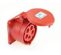 Sirox 603.156-1 CEE-ABD 16 A, 5p.6h, 400 V, IP44 rouge, droit, FL75 x 75, LM60 x 60 Opus-Fusion, cadre 5 pans, plastique blanc polaire