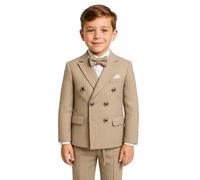 SIRRI Costume croisé texturé à Fines Rayures pour garçon, Ensemble Formel 4 pièces Coupe Slim pour garçon d'honneur, âge 4 années EU