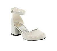 SIRRI Fleur Filles Communion Bas Bloc Robe crème Chaussures Gros Talons fermé Bout Rond Bride à la Cheville Pompe Anno 29