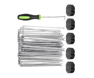 Sirseon Ensemble d'agrafes pour poteaux de jardin, ensemble d'agrafes de paysage de jardin | Épinglettes en U résistantes pour une pelouse sûre | Poteaux de jardin Épinglettes en forme de U Poteaux