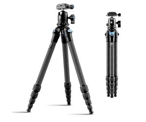 SIRUI AM-225 Mini trépied Portable Compact en Fibre de Carbone 5 Sections de Pieds avec verrou de Jambe Rotatif pour Appareil Photo avec rotule B-00K à 360 degrés et Plaque de dégagement Rapide Arca
