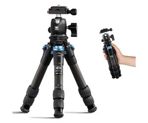 SIRUI Mini Trepied en Fibre de Carbone, 43cm Mini Trépied de Bureau en Carbone avec Rotule 360°, Trépied de Table Portable pour Caméscope Vidéo Appareil Photo Reflex, Charge Jusqu'à 10kg, AM-223+B-00K