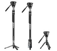 SIRUI Monopode rapide en fibre de carbone avec pieds, monopode vidéo professionnel de 69in / 175 cm avec tête fluide inclinable et base de trépied amovible pour appareil photo, reflex numérique