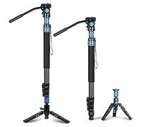 SIRUI P-424FL Kit Monopode pour Appareil Photo en Fibre de Carbone, 198CM Monopode vidéo Professionnel à Usage intensif avec rotule vidéo Fluide VA-5, Base de trépied