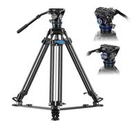 SIRUI SQ75+S5 Trépied Vidéo en Fibre de Carbone avec Tête Hydraulique Fluide, 178 cm Trépied Vidéo à Système Rapide, Amortissement Continu en Panoramique/Inclinaison, Double QR Plateau, Max. 8 kg