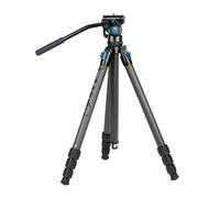 Sirui Trépied ST-124+VA-5 – fibre de carbone, tête vidéo fluide, colonne triangulaire, 166 cm, 3 kg