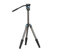 SIRUI ST-125+VA-5 Trépied en Fibre de Carbone étanche avec tête vidéo Fluide 360°Panorama, trépied de Voyage Professionnel pour appareils Photo, Colonne Triangulaire, 158cm, Charge maximale 3KG