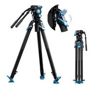SIRUI SVT75 Lite+SVH15 Kit Trépied Vidéo en Fibre de Carbone, Kit Trépied Vidéo de 153 cm avec Tête Fluide Hydraulique Amortissement sans Crans, Équilibrage 7+0 Niveaux, Charge Max de 15kg