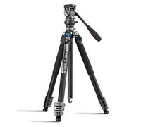 SIRUI Trépied de Voyage en Fibre de Carbone avec Tête Fluide, 152 cm Trépied Compact et Léger pour Appareils Photo, Colonne Centrale Réversible, Charge Maximale de 5 kg, L-224FL+KV-5