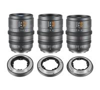 SIRUI VP-1 Vision Prime 1 T1.4 Full Frame Cine Lens Kit 24mm, 35mm, 50mm with Pre-Installed E Mount, Interchangeable RF/Z/L Mounts (Metal Grey)
