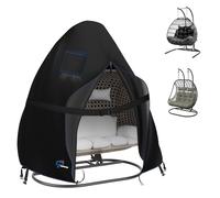 SIRUITON 420D Housse de protection pour fauteuil œuf double (200x180cm) | Revêtement haute résistance, imperméable à fermeture éclair et cordon de serrage, protection UV/vent pour faute Duil oeuf