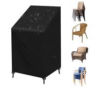 SIRUITON Housse de Chaise de Jardin Housse de Chaise Empilable Imperméable Robuste Tissu Oxford 420D Noir 120x65x65/80CM