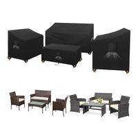 SIRUITON Housse de mobilier d'extérieur 210D - Lot de 4 pièces, Housses de terrasse résistantes, Ensemble pour Jardin/Veranda, Housse de Banc imperméable (Noir)
