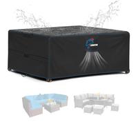 SIRUITON Housse pour Meubles de Jardin, 420D Oxford Tissu Housse Table de Jardin Protection pour Tous Les Temps, pour Ensembles de Table et de Canapé avec Corde et Boucle Verrouillage （ 170x94x70cm）