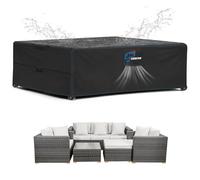 SIRUITON Housse pour Meubles de Jardin, 420D Oxford Tissu Housse Table de Jardin Protection pour Tous Les Temps, pour Ensembles de Table et de Canapé avec Corde et Boucle Verrouillage （ 180x120x74cm）