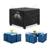 SIRUITON 120x120x74cm Housse pour Meubles de Jardin, 420D Oxford Tissu Housse Table de Jardin Protection pour Tous Les Temps, pour Ensembles de Table et de Canapé avec Corde et Boucle Verrouillage