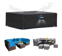 SIRUITON Housse pour Meubles de Jardin, 420D Oxford Tissu Housse Table de Jardin Protection pour Tous Les Temps, pour Ensembles de Table et de Canapé avec Corde et Boucle Verrouillage 242x162x100cm