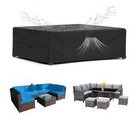 SIRUITON Housse pour Meubles de Jardin, 420D Oxford Tissu Housse Table de Jardin Protection pour Tous Les Temps, pour Ensembles de Table et de Canapé avec Corde et Boucle Verrouillage （213x132x74cm）