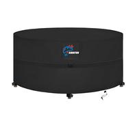 SIRUITON Housse Table de Jardin avec Grilles D’aération, Robuste Tissu Oxford 420D, Iimperméable, Coupe-Vent, Anti-UV, Housse de Protection pour Salon Meubles Extérieur, Ronde (Ø190X80) - Noir