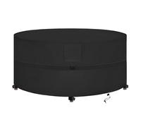 SIRUITON Housse Table de Jardin avec Grilles D’aération, Robuste Tissu Oxford 420D, Iimperméable, Coupe-Vent, Anti-UV, Housse de Protection pour Salon Meubles Extérieur, Ronde (Ø135X80) - Noir